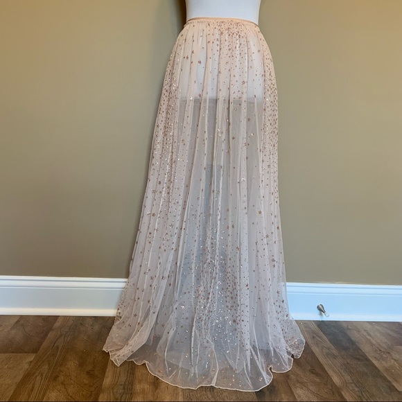 VS Sheer Mesh Sequin Star Maxi Skirt - Picture 2 of 15